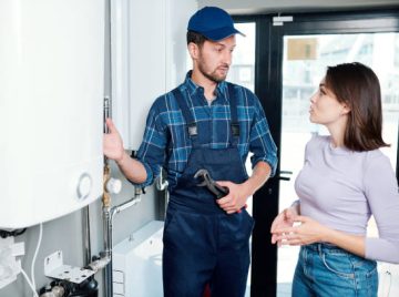 istockphoto-1166155407-612×612 Young master of household maintenance service consulting one of clients while explaining how to use system of water filtration